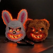 LED Bloody Furry Bunny Bear Mask ? Scary Horror Halloween Cosplay Accessory