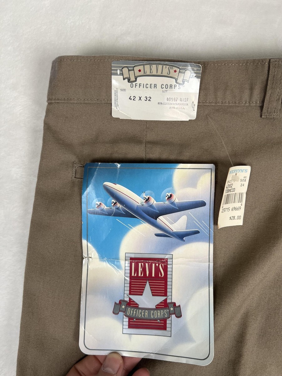 Vintage Levi's Officer Corps Pants Mens 42x32 Brown Pleated Chino