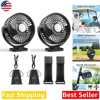 Golf Cart Fan 12000mAh Rechargeable 3-Speed Timer Magnetic Strap