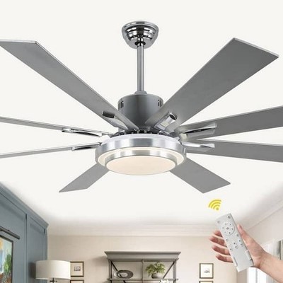 Oaks Aura Areo72 in. Indoor Modern Chrome LED Ceiling Fan with Remote