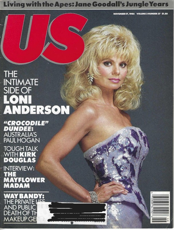 LONI ANDERSON PAUL HOGAN JANE GOODALL KIRK DOUGLAS DARYL HALL US MAGAZINE 1986