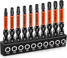 10 Pack Impact Torx Bit Set T15-t40 2magnetic S2 Steel Bits For Impact Drivers