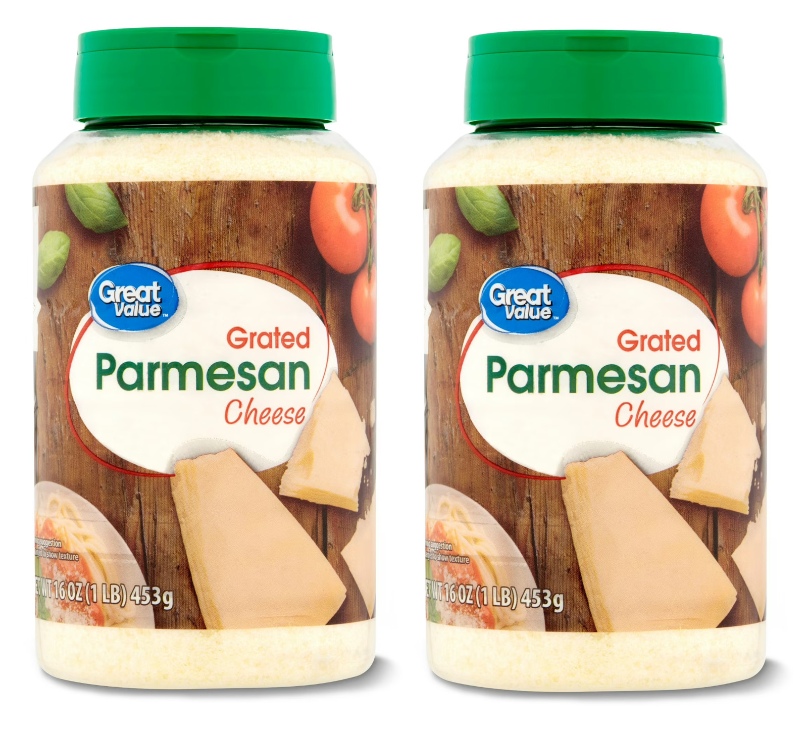 Great Value Grated Parmesan Cheese, 16 oz Each Pack OF 2 Free & Fast Shipping