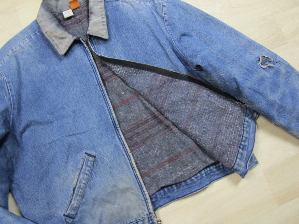 Chaqueta vaquera vintage forrada con manta BIG BEN cuello pana 48 EE. UU. envejecida Foto 2 de 4