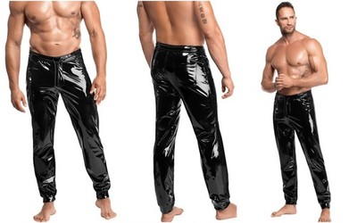 H093 Noir Handmade Jogger Herren Schwarz voltage Vinyl Pants KINK ROYAL Clubwear