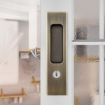 6.3  Privacy Pocket Door Lock Hardware,Invisible Door Handle with Keys,Rec