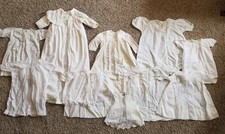 10 Antique Handmade Christening Baptismal Baby Gowns Dresses Estate Lot A - READ