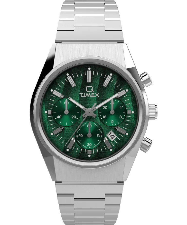 Q Timex Falcon Eye Chronograph Green Dial Men's Watch - TW2W33600