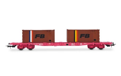 Wagon porte-container à essieux P&O DB ép. V - HO 1/87 - PIKO 57706