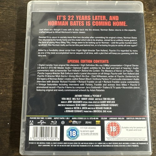 Psycho II (1982) - Arrow Video (Blu-ray, 2017) *ohne Booklet - Bild 2 von 2