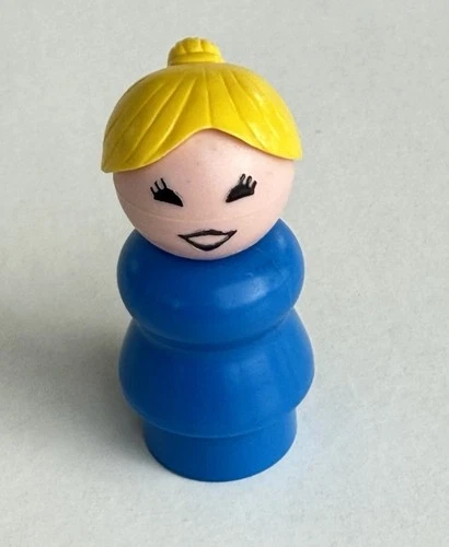 Fisher Price Vintage Little People Woman Mom Blue Outfit Blonde Pony Tail CLEAN