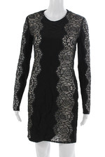 Stella McCartney Womens Black Sheath Dress Long Sleeve Nylon Blend Size 4