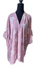 Pink floral Bohemian/ Cottage Style Kimono Cardigan