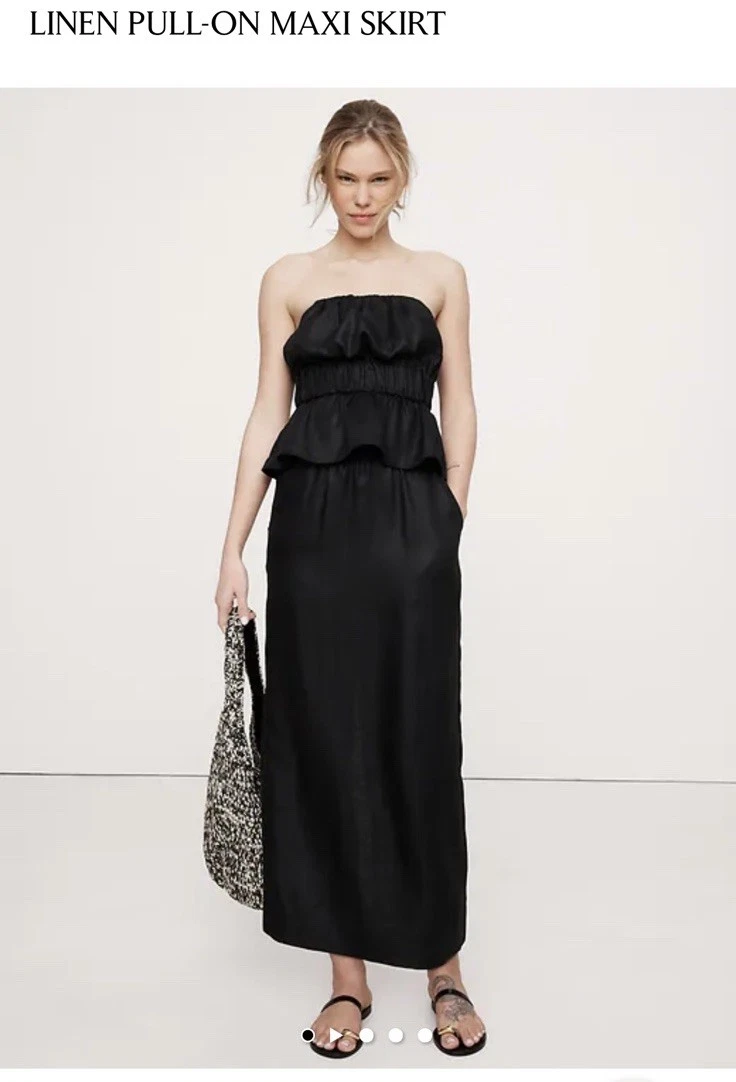 Banana - Linen Pull-On Maxi Skirt #772233 - Black Large L New With Tags
Opens in a new window or tab