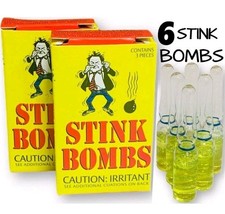 6 STINK BOMBS Glass Vials SMELLY NASTY Ass Fart Gas Liquid Gag Gift Prank