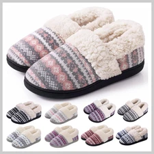 Evshine Women’s Fuzzy Memory Foam Slippers Closed Back Knit Warm Indoor Outdoor