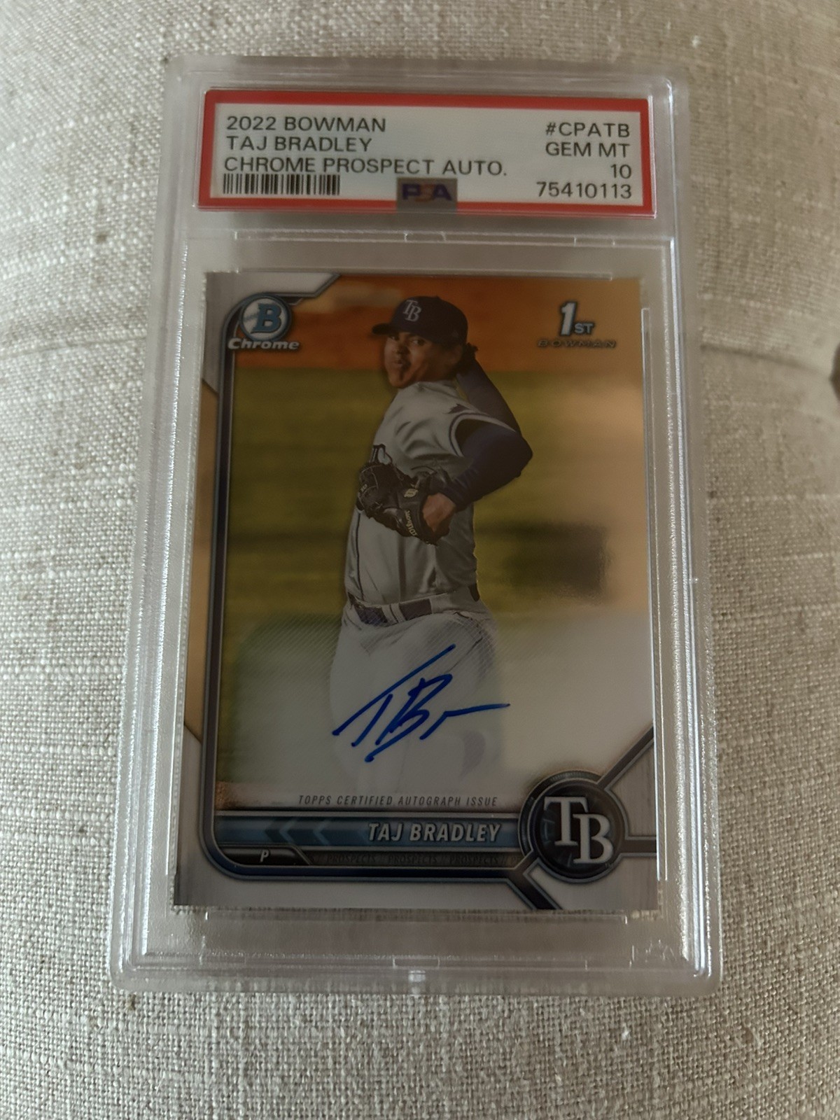 2022 Bowman #CPATB Taj Bradley PSA 10 Chrome Prospect Auto 1st
