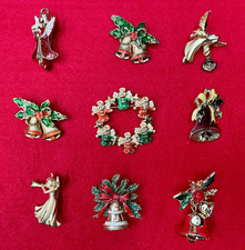 Lot of 9 Christmas Holiday Brooch Pins Angels Wreaths Bells Gusti & Gigio Xmas