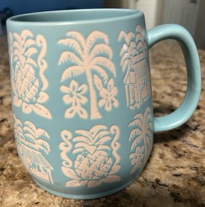 Opalhouse Stoneware Coffee Mug 16 fl oz Blue White Tropical Microwave Dishwasher