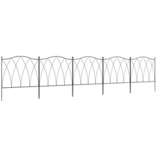 Garden Fence Black Metal 305x62cm Decorative Flexible Curved Panel Set Bordering