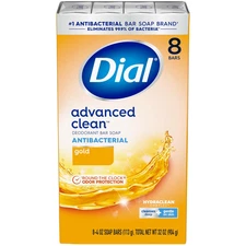 Antibacterial Deodorant Bar Soap, Advanced Clean Gold, 4 Oz, 32 Bars, Round the 