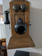 Antique Oak Wall Telephone