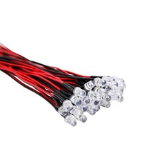 30pcs 12 Volt 5mm Red Led Lights Emitting Diodes Pre Wired 7.9 Inch Dc 12v Le...