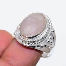 Pink Rose Quartz Gemstone Handmade 925 Sterling Silver All Size Ring For Gift