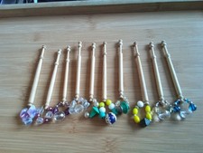 10 Wood Lace Making  Bobbins With Spangles # 99