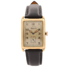 Vintage 25mm Gruen Precision Rectangle Men's Mechanical Wristwatch Swiss 14k GF