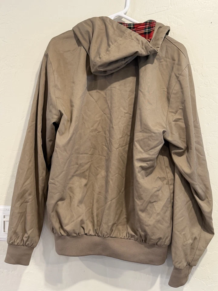 Chaqueta Harrington Hombre Beige, Rojo Forro a Cuadros Talla XL Foto 3 de 4