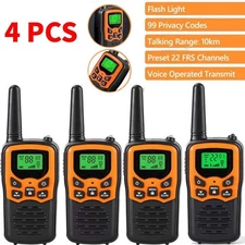 4 PACK Long Range 100 mile Walkie Talkie Two Way Radio Charge Headset Waterproof