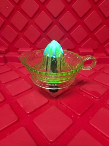 Vintage Depression Glass, Large Green Vaseline Uranium Citrus Reamer/Juicer EUC