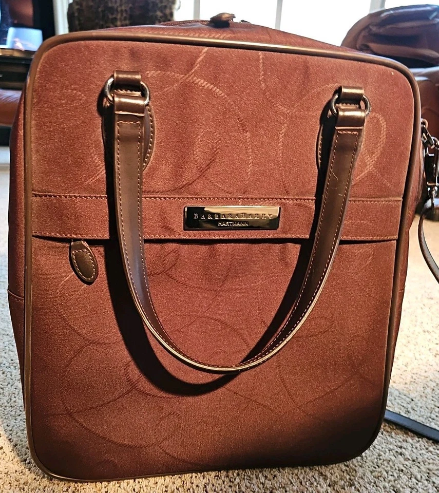 Hartmann Barbara Barry Bolso de Semana Equipaje de Mano Marrón Jacquard Durante la Noche Foto 2 de 4