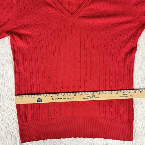 Old Navy Men's Red Long Sleeve V- Neck Pullover Cotton Cable Sweater Size XXL - Picture 13 of 24