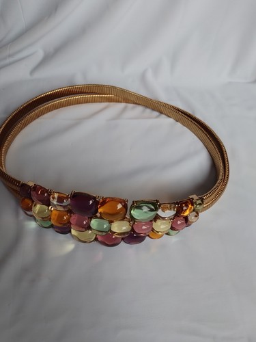 Cinturón elástico de metal Zara con resina multicolor múltiple talla 28 30 32 - Imagen 7 de 8