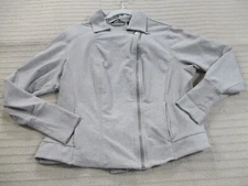 Halston Womens Jacket 18W Gray Pockets Long Sleeve Collared Button Zips
