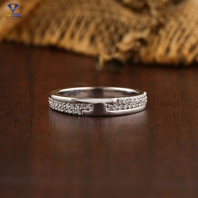 0.24 TCW Round Brilliant Cut Labgrown Diamond Ring 18k White Gold Labstone