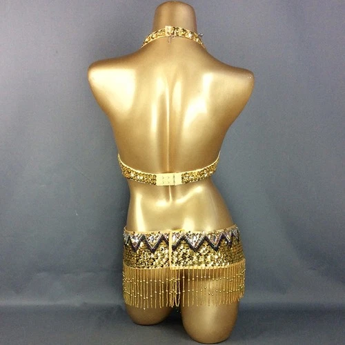 Mujeres Conjunto de Disfraz de Danza del Vientre Carnaval Disfraz Trajes Lentejuelas Cinturón Danza del Vientre Foto 4 de 4