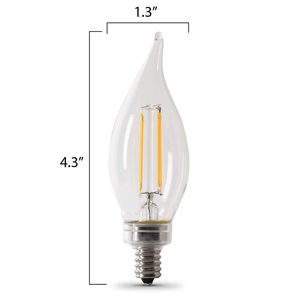 Feit Electric 40W Equivalent LED Flame Tip Chandelier Bulb Soft White 2700K - Image 4 of 4