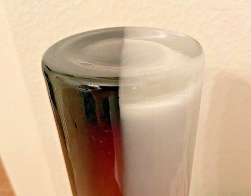 Purple/Cream White Hand Blown Art Glass Vase Two Tone Margie's Garden California - Picture 5 of 9