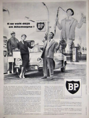 PRESSEWERBUNG 1960 TANKSTELLE BP ER SIEHT SICH SCHON IN DEUTSCHLAND