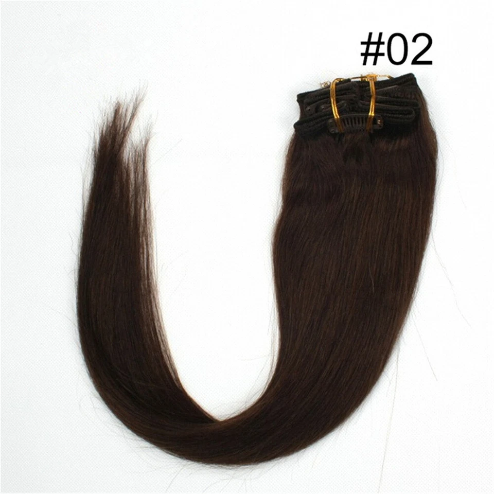 Clip de trama doble grueso 90 g ~ 250 g en extensiones de cabello humano Remy real 8 piezas 10 piezas EE. UU. Foto 4 de 4