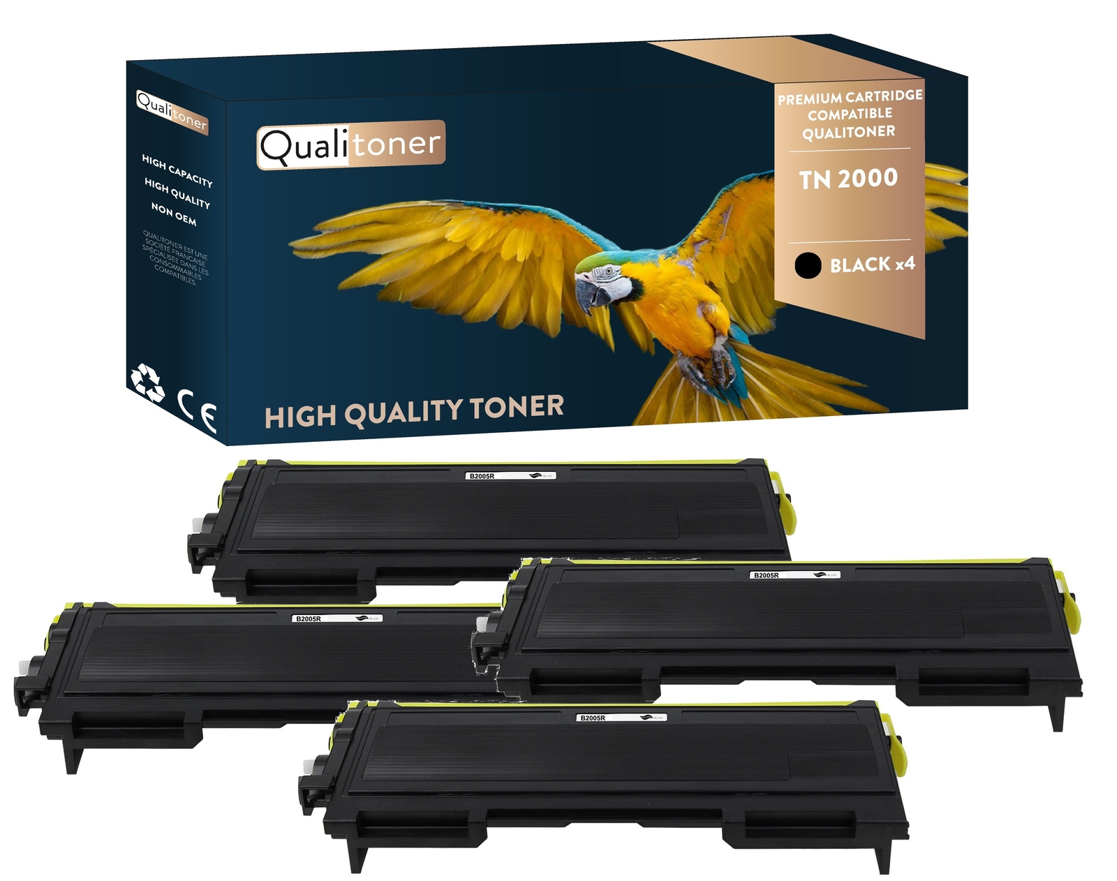 Toner BROTHER TN2000 noir premium haute netteté lot de 4 cartouches Qualitoner