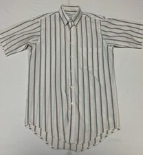 Vtg Mens Manhattan Striped Dress Shirt Short Sleeve Size 14.5 Made In USA