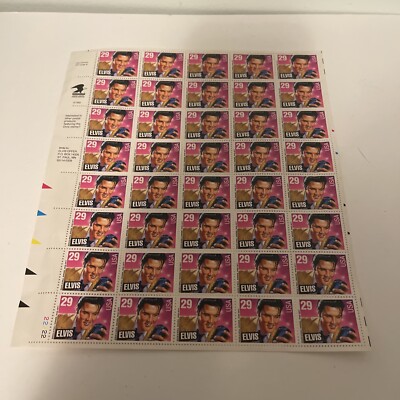 USPS Elvis Presley Stamps Rock & Roll 1992 Full Sheet of 40 - 29 Cent ...