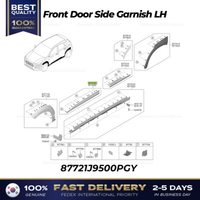 ⭐Genuine⭐ Front Door Side Garnish LH 87721J9500PGY for Hyundai