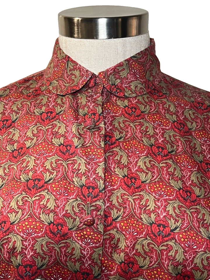LAURIE McCARTHY & LIBERTY London Red Cotton Floral  Shirt, Blouse 12AUST-UK/8US - Изображение 2 из 4