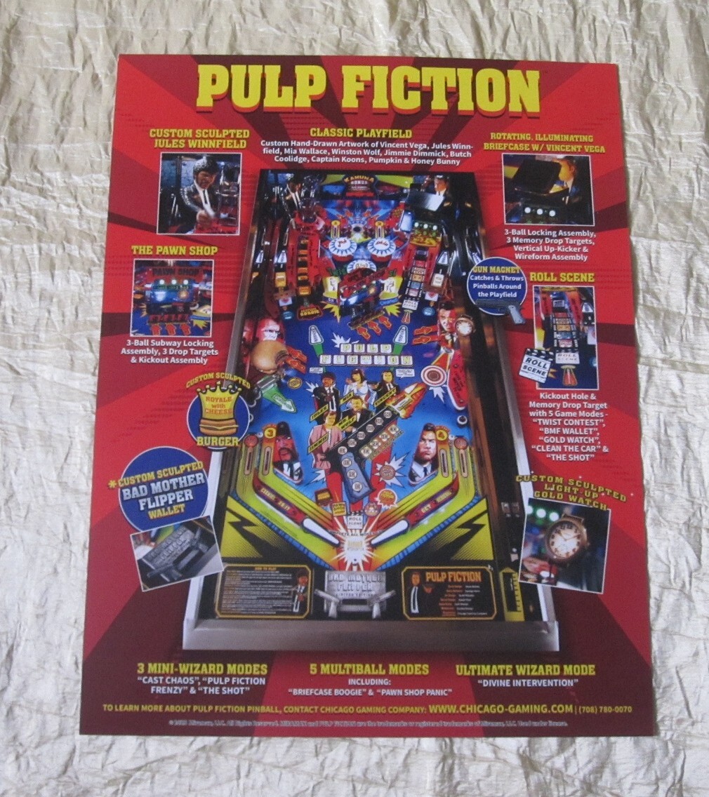 2023 CHICAGO GAMING PULP FICTION PINBALL FLYER