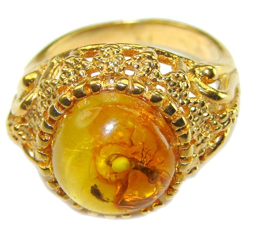 Anillo Ámbar Báltico Tamaño: 7 Auténtico Plata de Ley .925 Hecho a Mano Marrón - Imagen 3 de 4